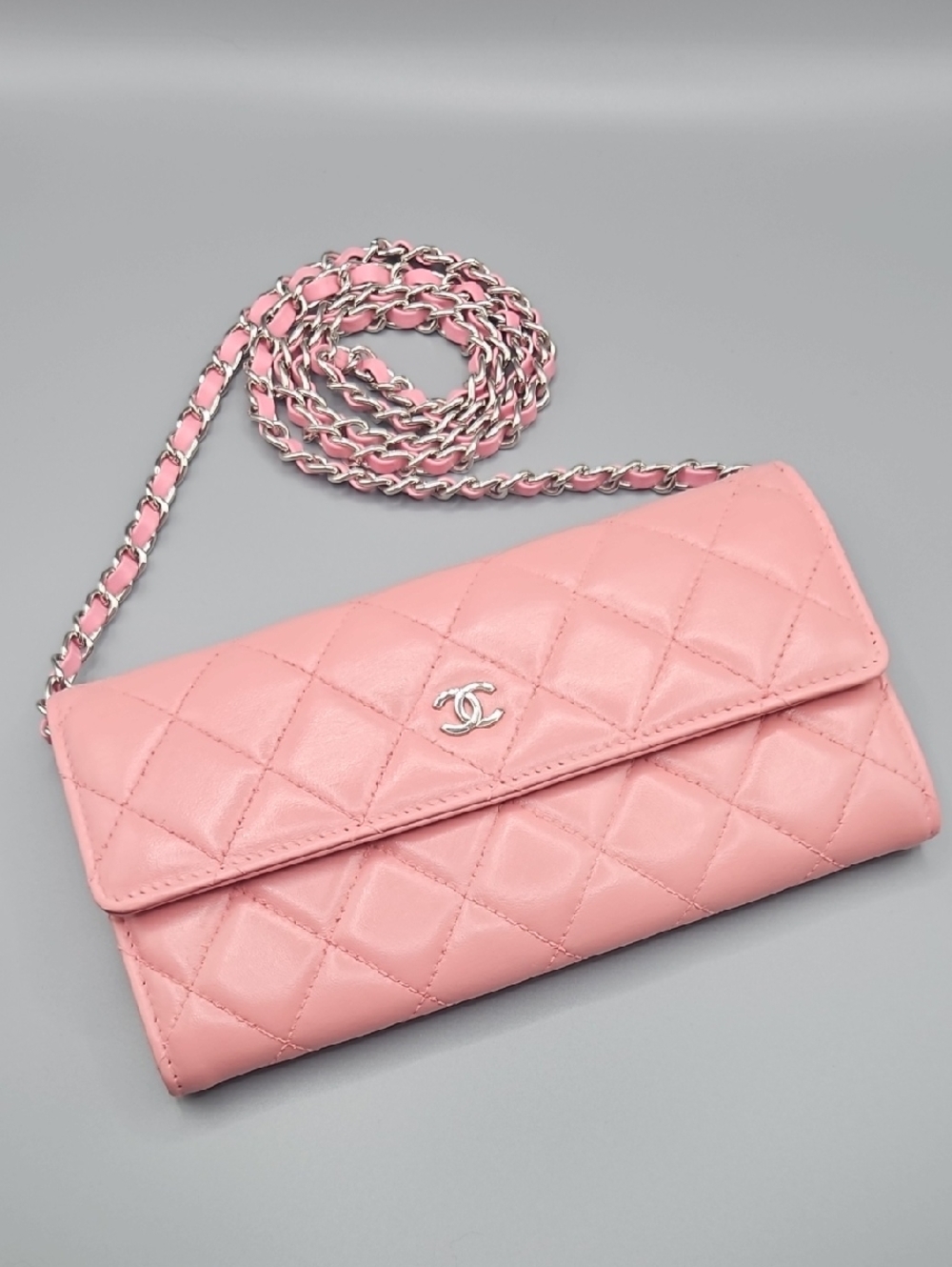 CHANEL Authentic Quilted Leather Pink Long Wallet/Clutch - Picture 11 of 17